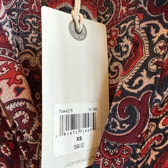 Lucky Brand Long Sleeve Tassel Blouse Size XS NWT - Picture 4 of 5